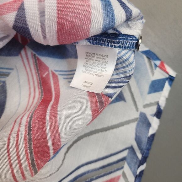 Alfred Dunner Blouse Womens 16 Geometric 3/4 Sleeve Patriotic USA 4th Of July - Picture 5 of 6